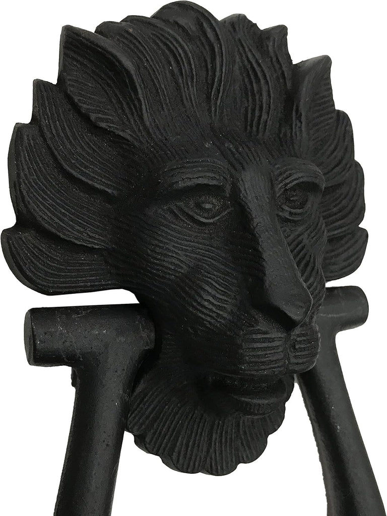 7.5" - Flaming Mane Lion - BB-269 - Door Knocker - Cast iron with black finish. Classic door Knocker-BB-269 (2)