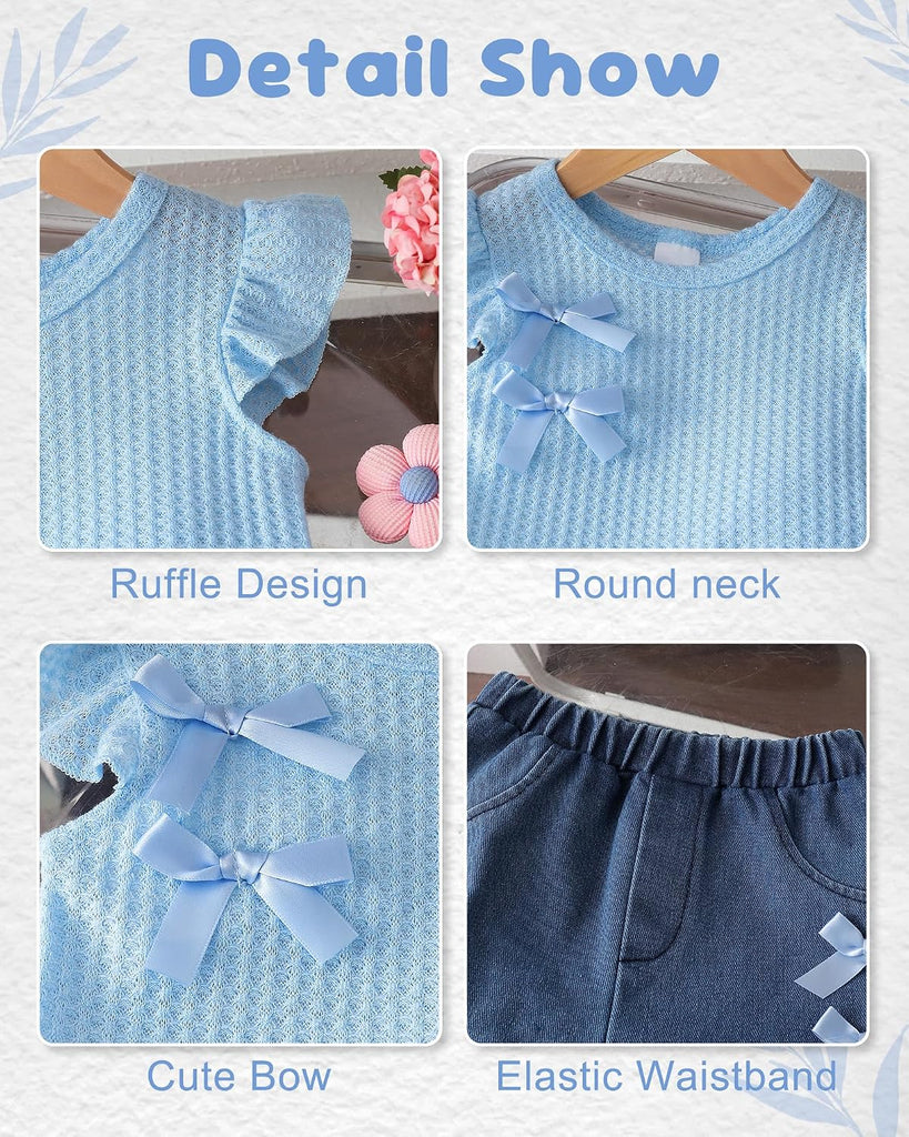Toddler Girl Clothes Baby Girl Summer Outfits Ruffle Sleeveless Shirts Tops Shorts Set for Girl Clothing
