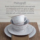 Trellis White 16-Piece Stoneware Dinnerware Set, Service for 4, Distressed White Finish