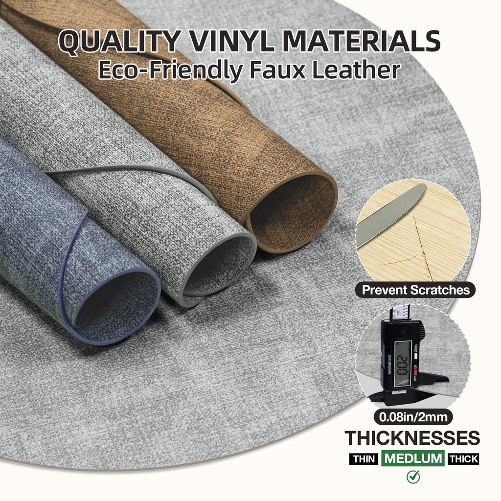 Placemats Set of 4, 15 Inch Round Faux Leather Place Mats