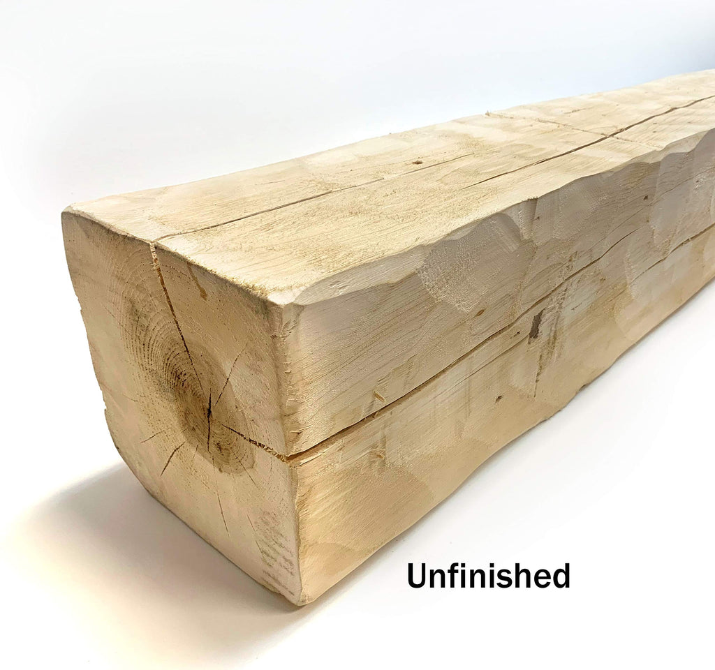 Rustic Hand Hewn Barn Beam Mantel (6 x 6 x 48 inches Long, Unfinished)