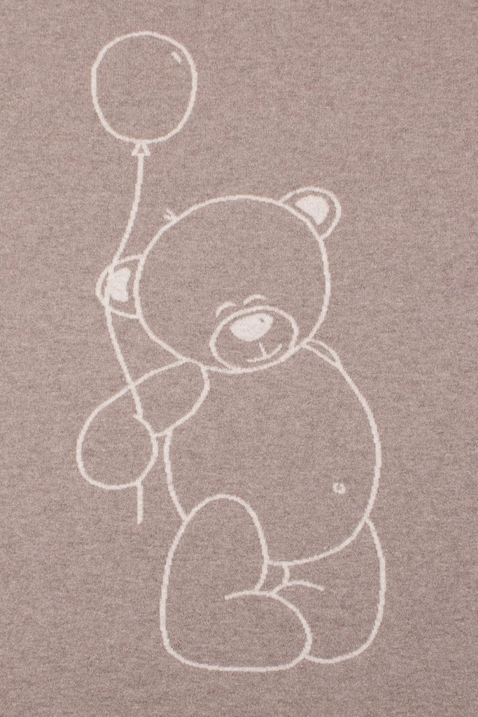 Unisex 100% Cashmere Teddy Bear Baby Blanket - Natural Multi