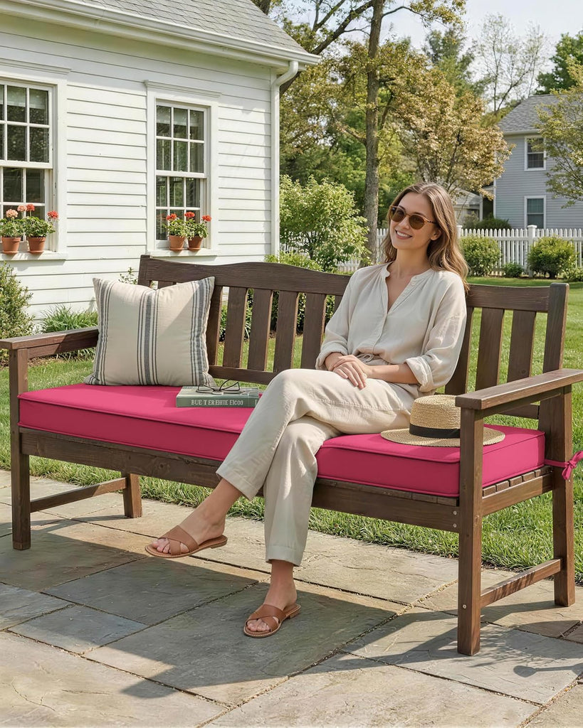 Outdoor Bench Cushions Furniture 48 X 18 Inch Water-Resistant & Fade-Resistant 3.5" Thick Removable Outdoor Couch