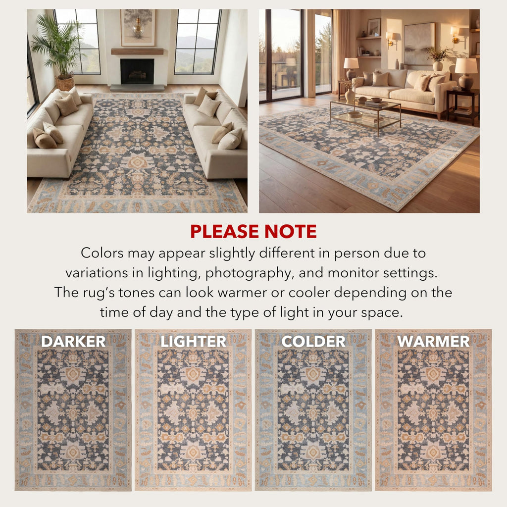 2'6"x10 Runner Rug, Washable Area Rug, Low Pile, Non-Slip Backing
