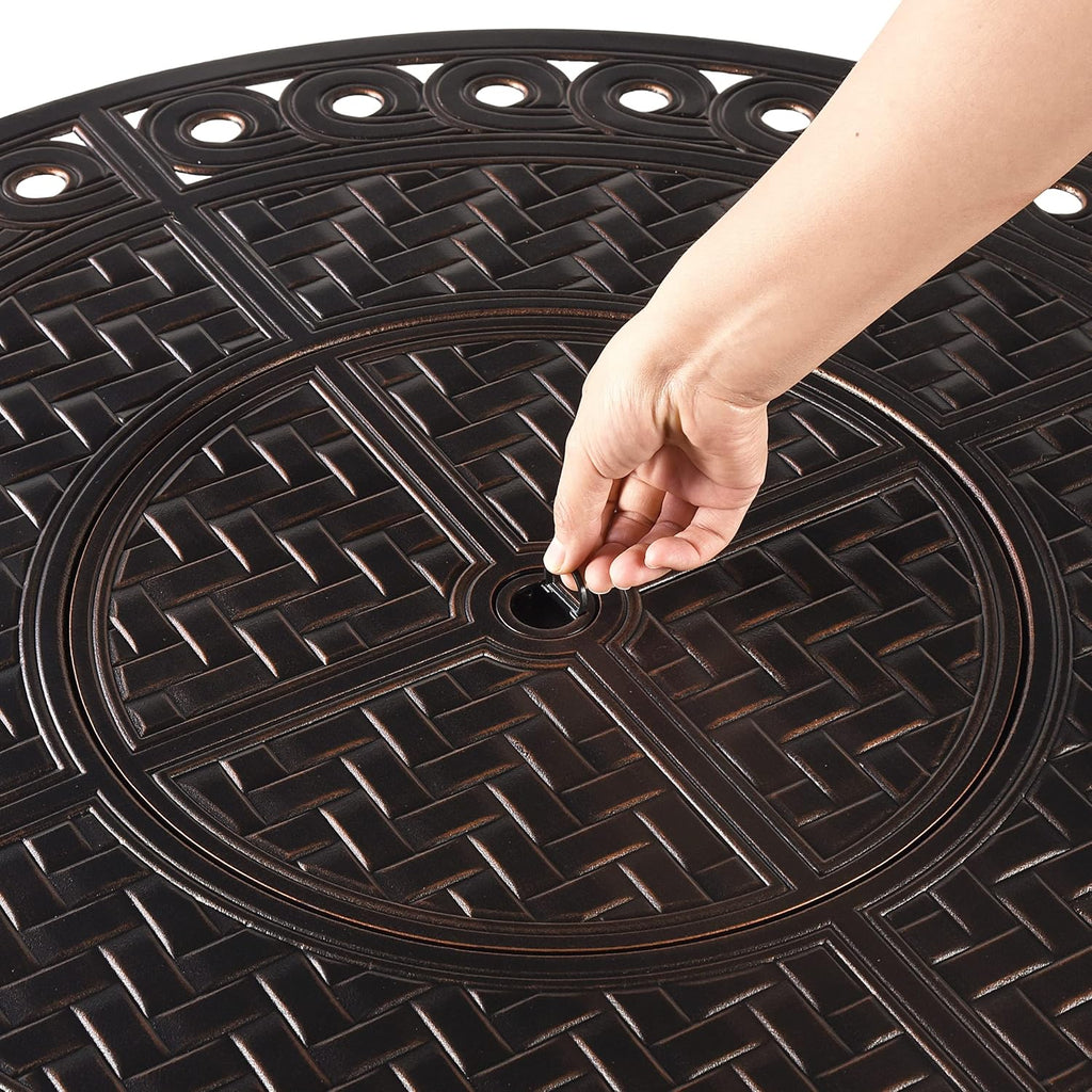Round 34 in. x 34 in. Aluminum Propane Fire Pit Table with Glass Beads, Two Covers, Lid, 37,000 BTUs in Copper Finish