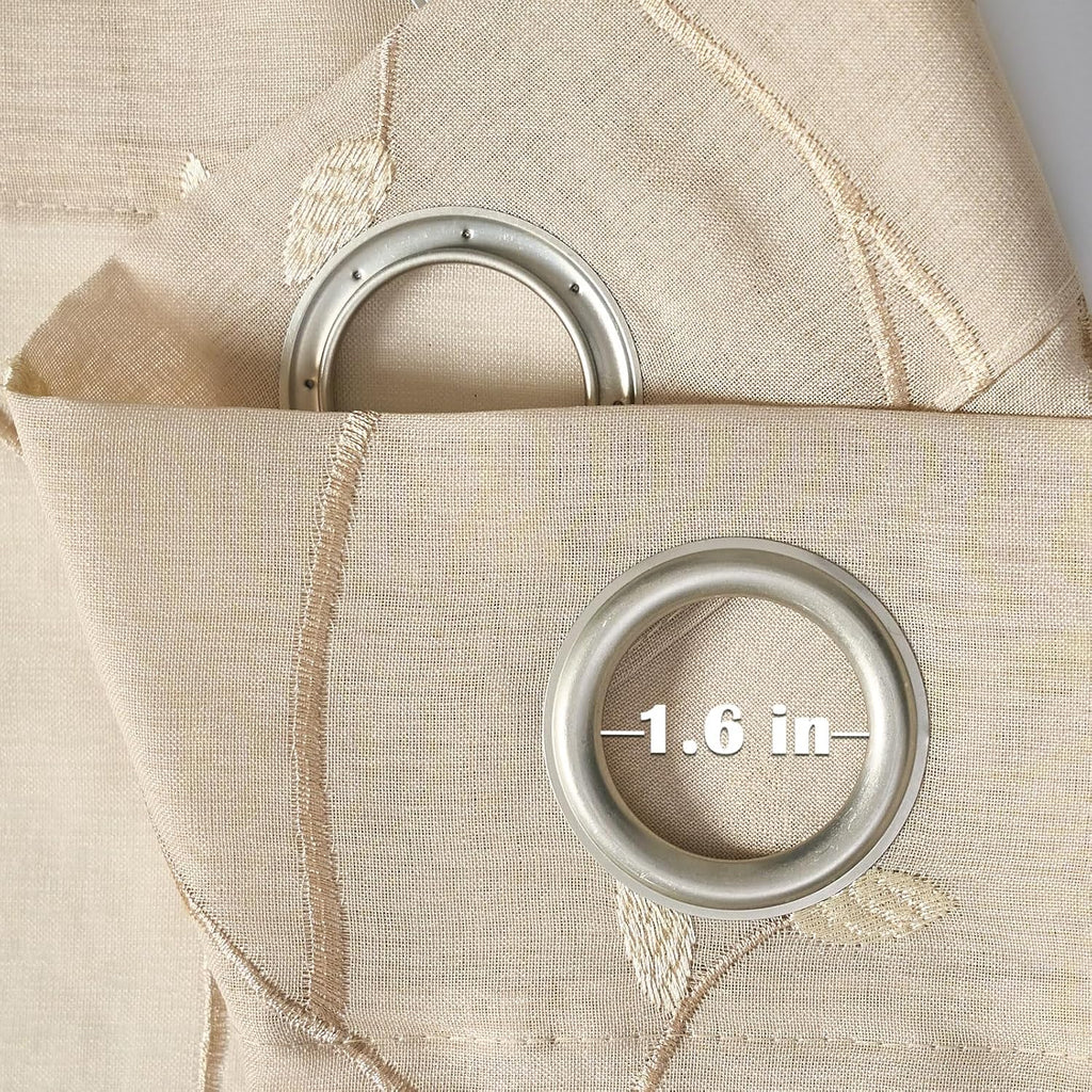 Sheer Curtains for Bedroom 96 Inch Length Leaf Embroidered Semi Sheers for Living Room Botanical Embroidery Voile
