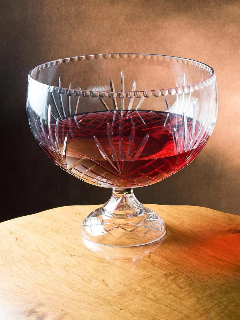 European Crystal - Handmade - Large Centerpiece Footed Bowl -Punch Bowl - 12" D - (12" Diameter) - 270 oz - 8.5