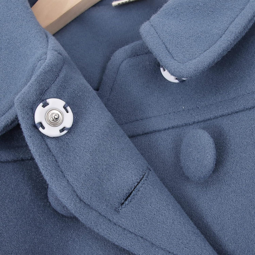 Girls Dress Coat Kids Winter Warm Jacket Long Sleeve Button Trench Coat Pocket Long Peacoat Outerwear