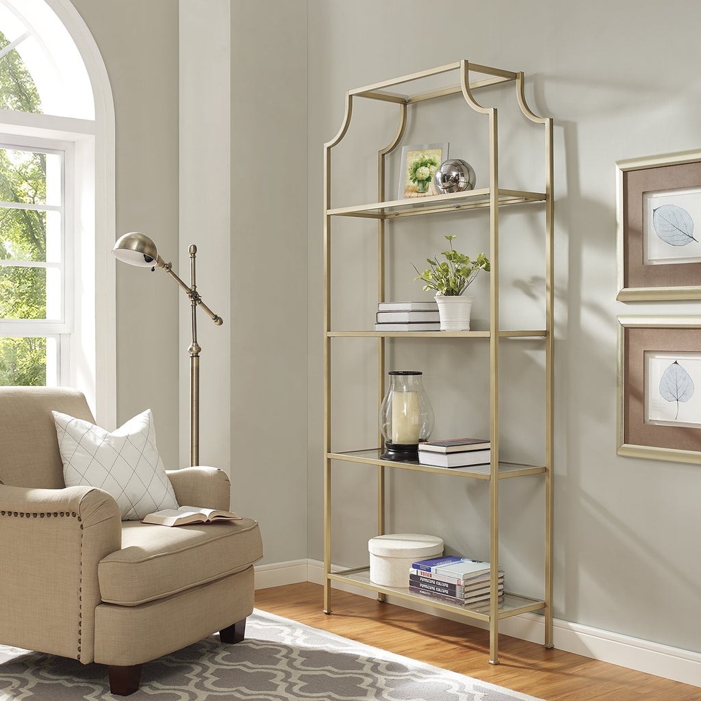 Aimee Bookshelf, Glass Shelves