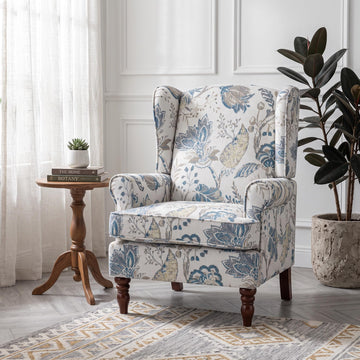 Mid Century Wingback Chair Bedroom Office Blue