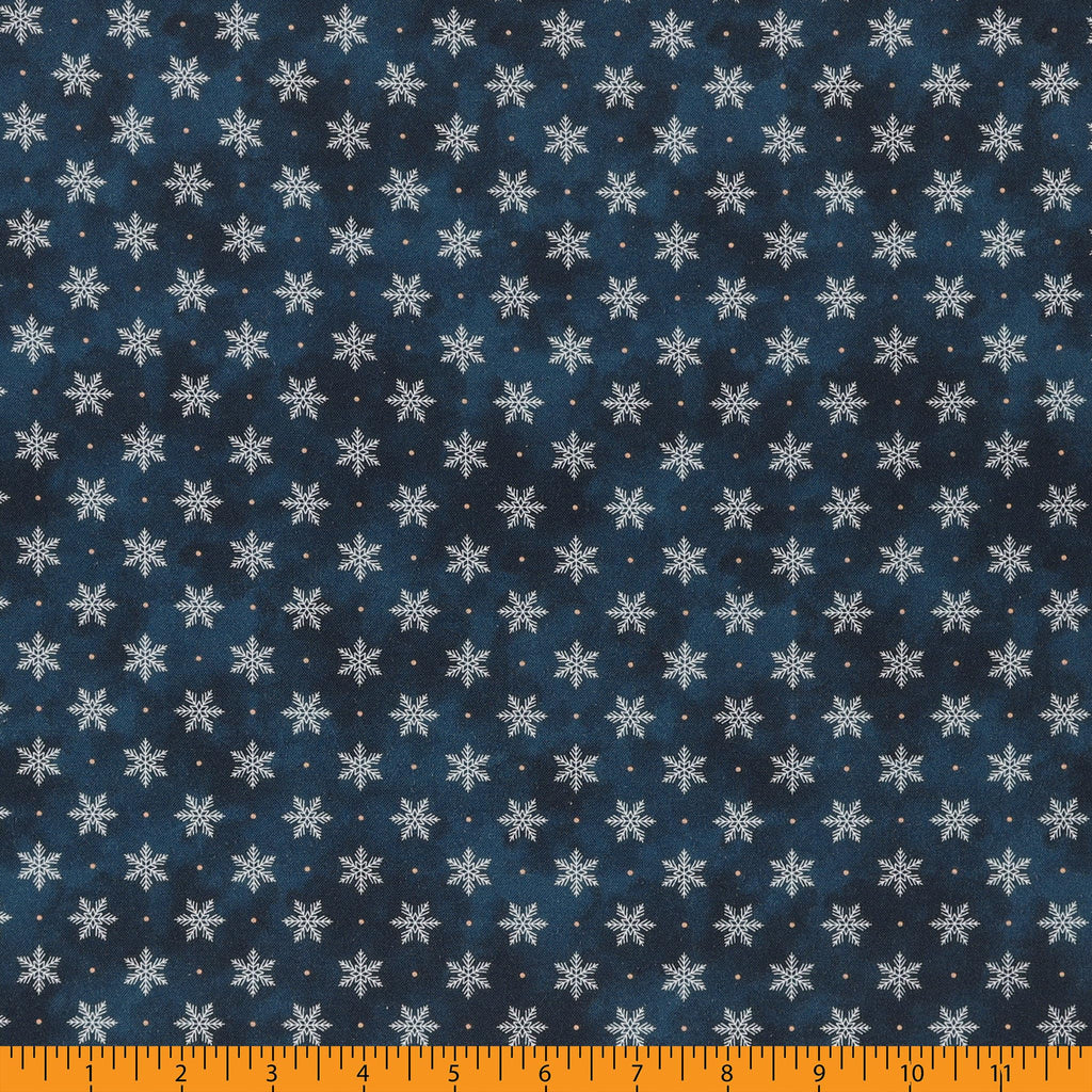Deck The Halls Cotton Fabric, Falling Snow Dresden