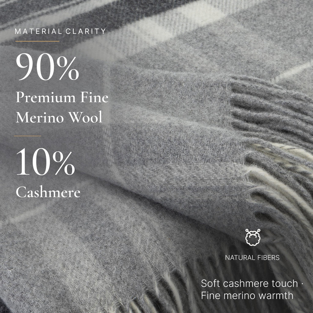 Cashmere & Merino Wool Blanket, Soft Throw for Bed & Couch, 55x79 in