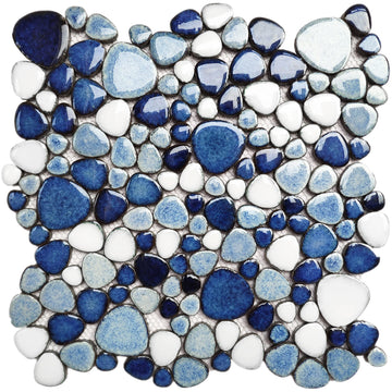 Blue Shower Floor Pebbles Tile Bathroom Mosaic Backsplash Wall Tiles (5 Sheets)