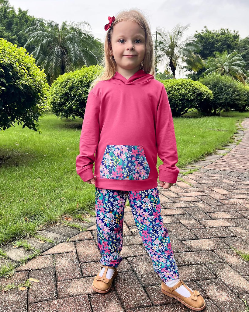 Toddler Girl Clothes Hooded Sweatshirt+Floral Pants 2Pcs Toddlers Girls Outfits Sweatsuits