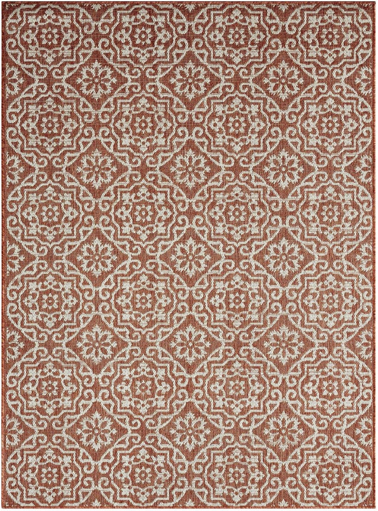 Patio Country Danica Transitional Geometric Indoor/Outdoor Area Rug, Terracotta/Ivory