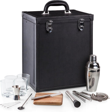 Hamilton Bartender Kit, Portable Bar Case with Cocktail Shaker Set, Professional Mixology Bartender Kit Stand