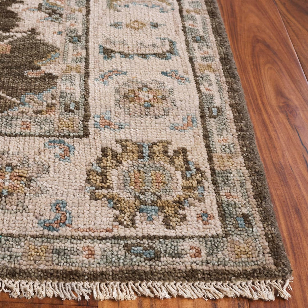 Samarkand Area Rug - 9' x 12', Beige & Brown, Hand-Knotted Traditional Oriental Wool
