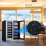 Wine and Beverage Refrigerator, 24’’ Wine Cooler- 20 Bottles&78 Cans, Built