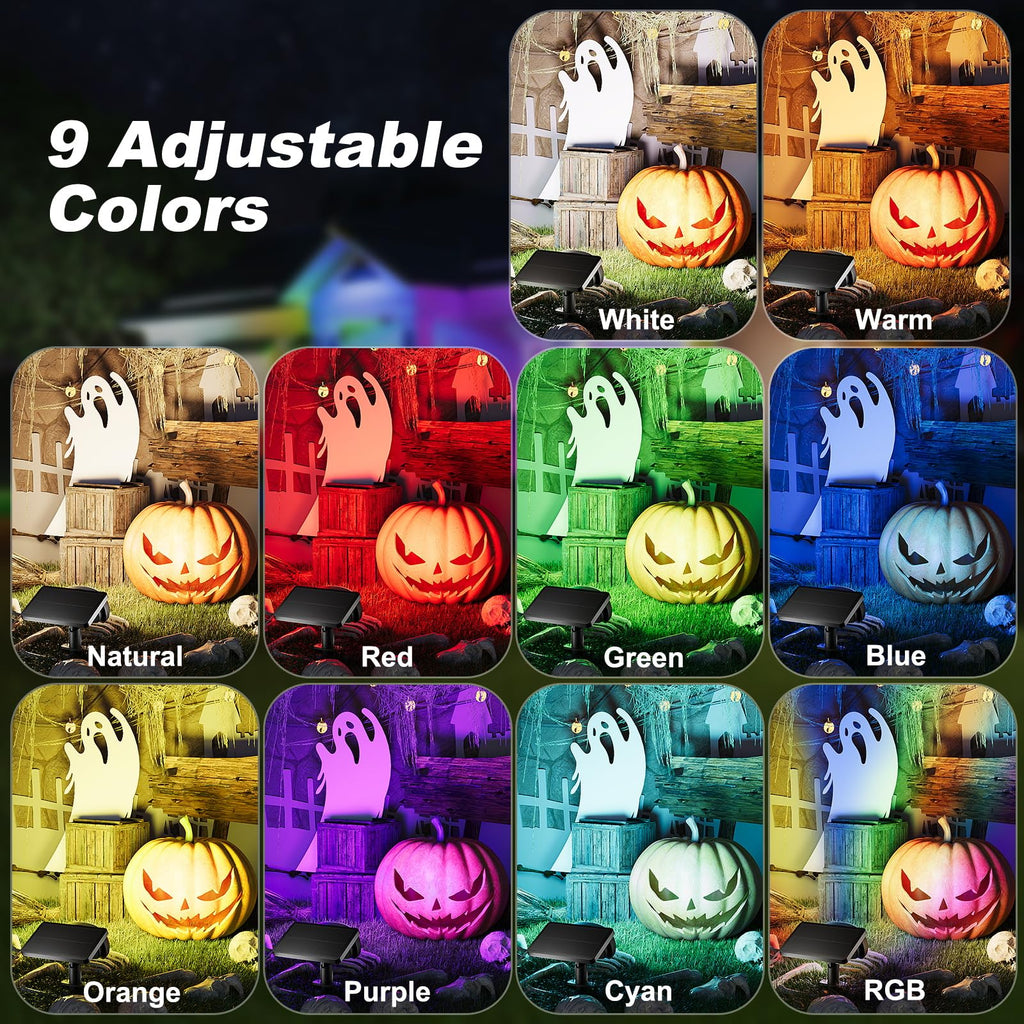 Solar Spot Lights Outdoor Waterproof IP68,RGB Spotlights with Remote,6-Pack