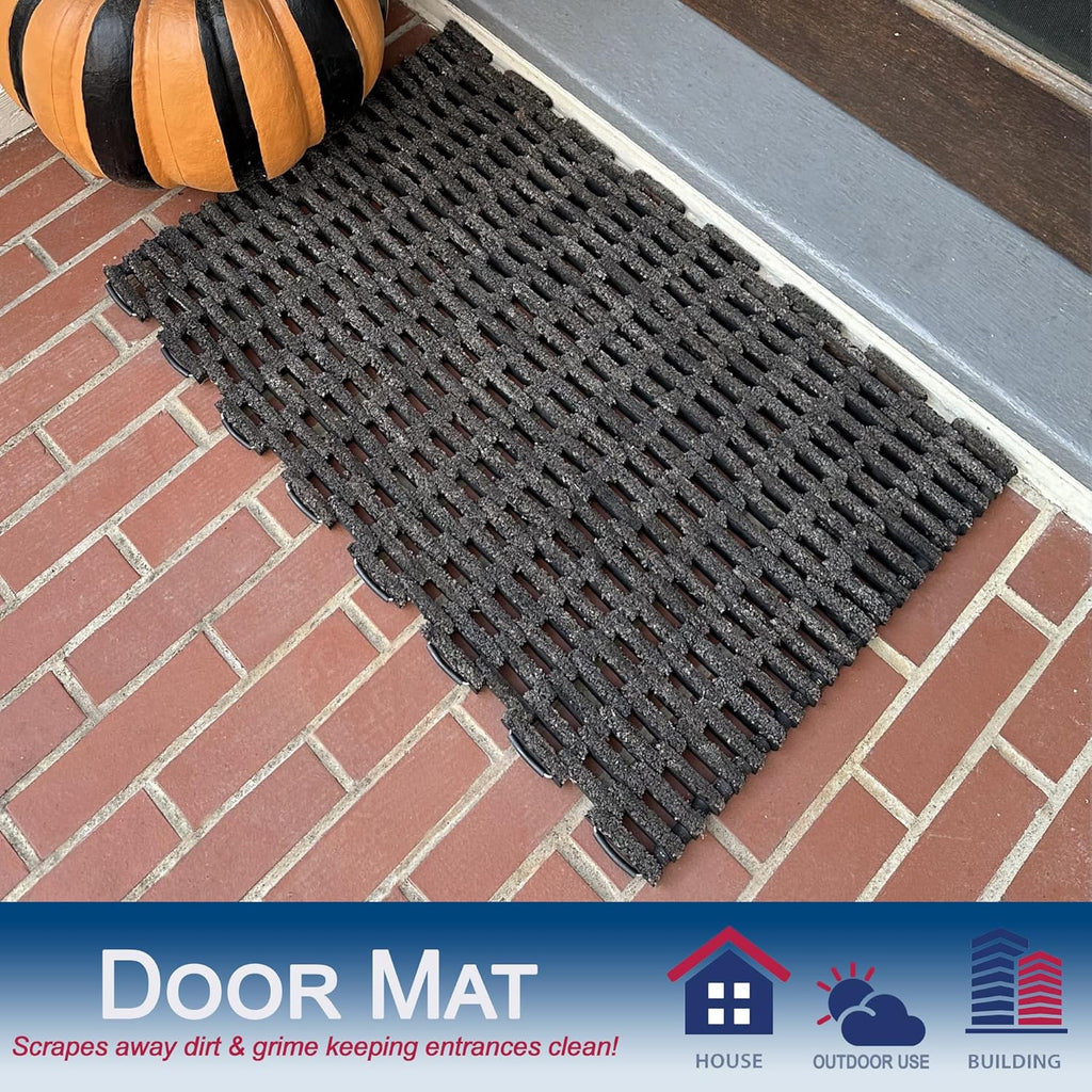Dura-Rug Outdoor Entrance Mat, Recycled Fabric Tire-Link Doormat, Heavy Duty Dirt Trapping Door Mat, 20" x 30"