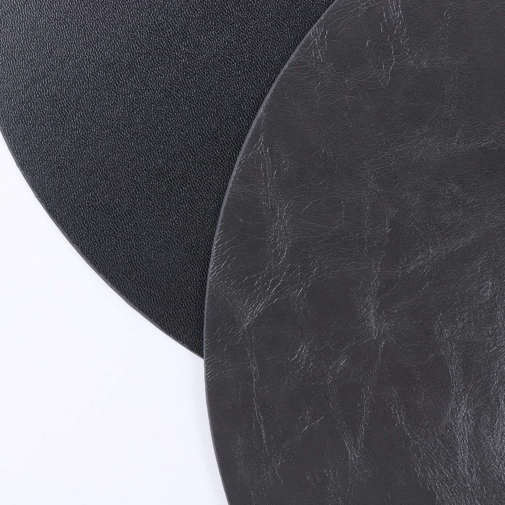 Set of 8 Embossed PU Leather Placemats, 13''and 3.9'', Gray