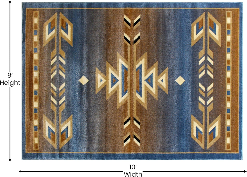 Southwest 8'x10' Native American Area Rug in Blue
