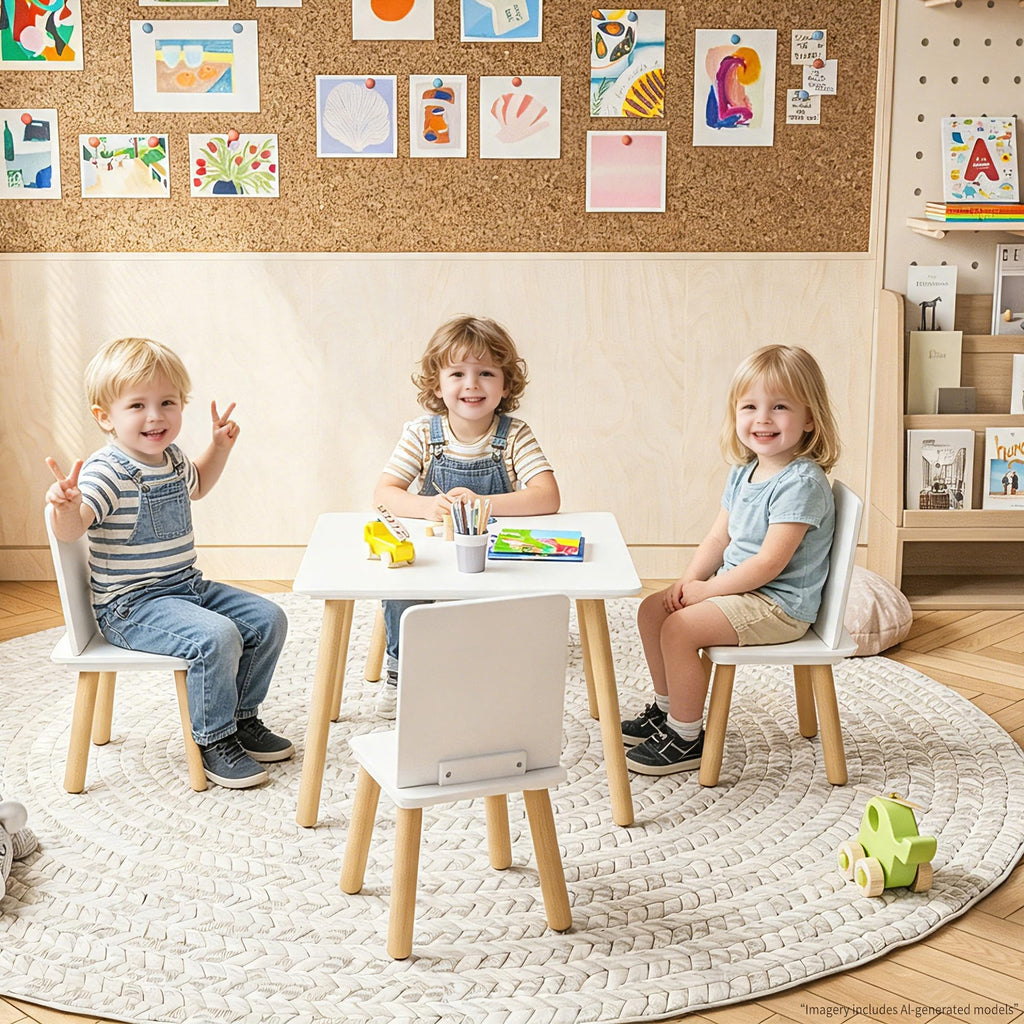 Kids Table and Chairs Set, 5 Pieces Toddler Table and Chair Set, Kids' Table & 4 Chair Sets, Kid Play Table for
