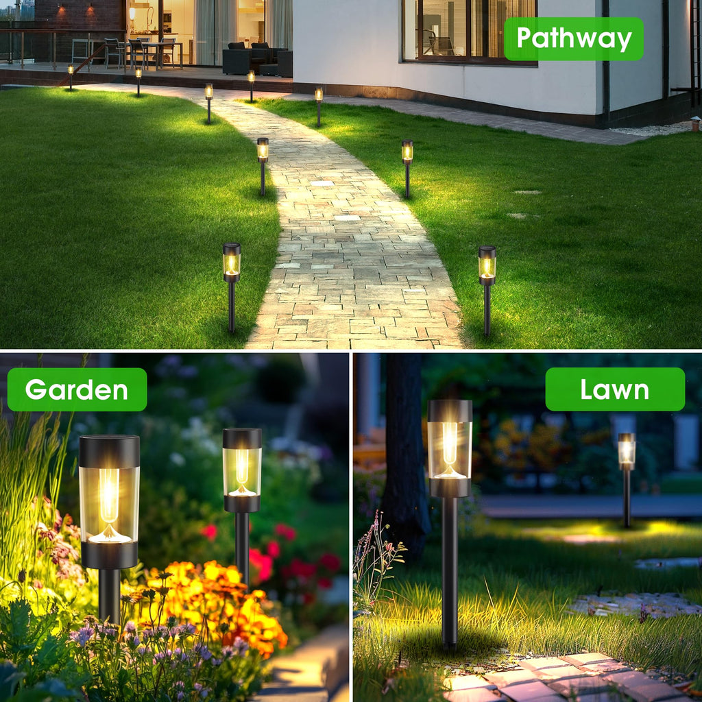 Solar Pathway Lights Outdoor Waterproof, 12 Pack, Warm White
