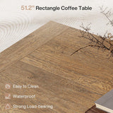 Rectangular Coffee Table, 51-Inch Farmhouse Accent Center Cocktail Tea Table with Sturdy Base