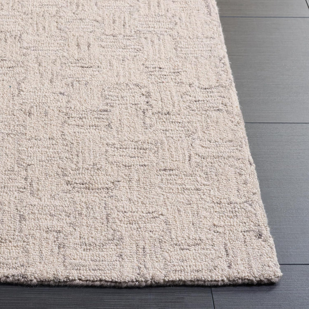 Micro-Loop Area Rug - 9' x 12', Light Grey & Ivory, Handmade Wool