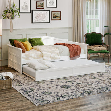 Acadia Twin Wood Daybed with Twin Trundle, White