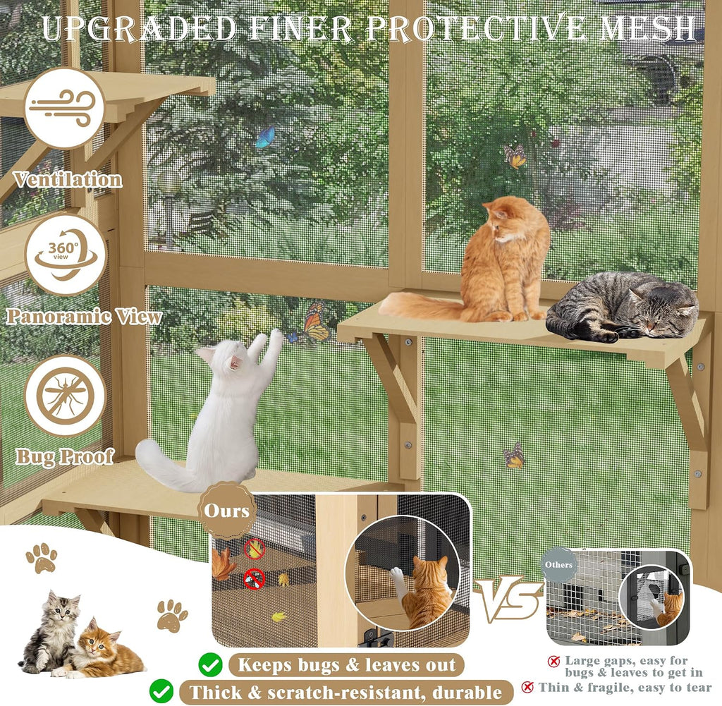 Catio Large Cat Window Box Enclosure, Wooden, Natural