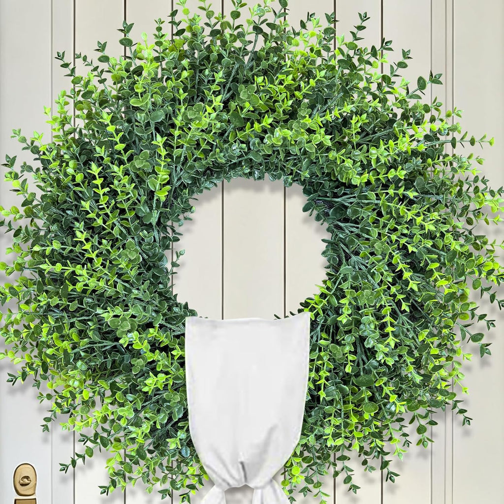 28In Large Boxwoods Door Wreaths for Front Door Spring Summer Outside All Season Green Year Round Artificial Greenery