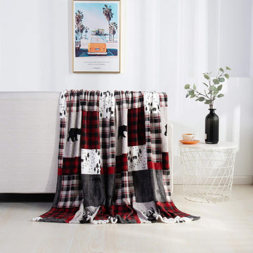 Velvet Touch Ultra Plush Christmas Holiday Printed Fleece Throw/Blanket-50 x 60inch, (Patch), Patchwork