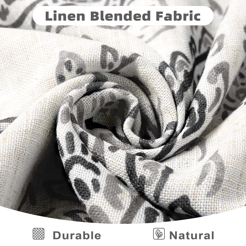 Jacob Linen Blend Blackout Valance 18 Inch Length Scroll Floral Paisley Printed Lined Rod Pocket Room Darkening Linen