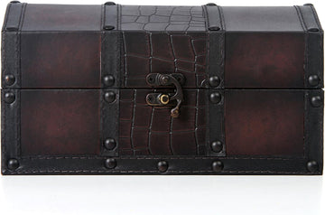 Decorative Wooden Storage Box with Leather Clasp 9 Inch Long. Ideal Gift for Wedding Special Occasion Study Home Den