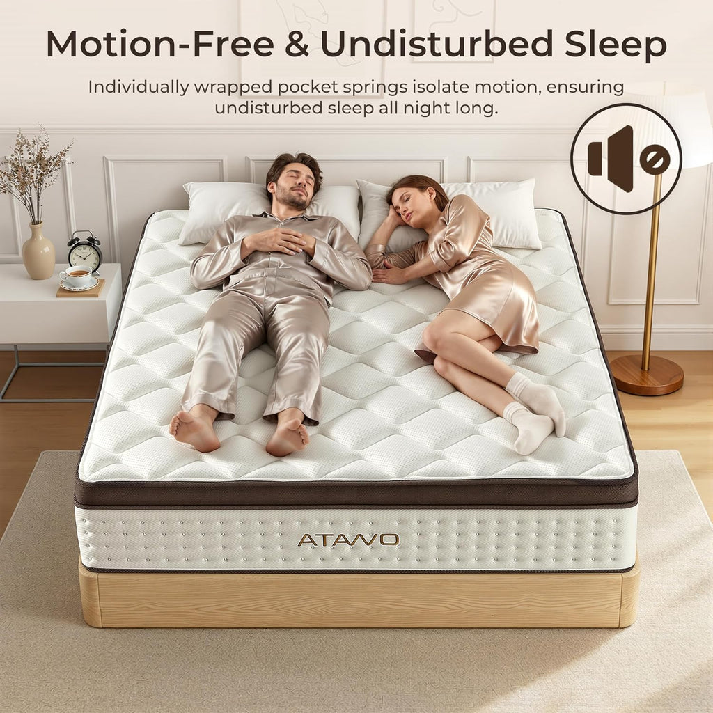 12 Inch Queen Mattress, Medium Firm Hybrid Mattress Queen with Zoned Pocket Springs & Memory Foam for Pressure