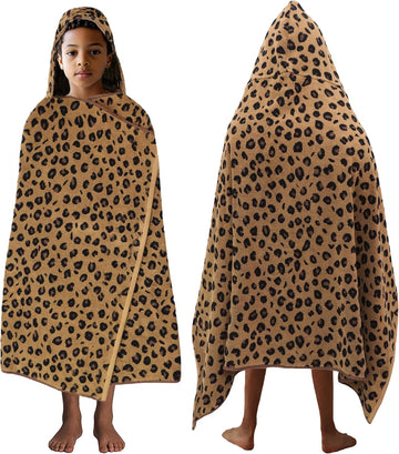 Hooded Bath Towel Wrap - 100% Cotton Safari Hooded Kids Towel