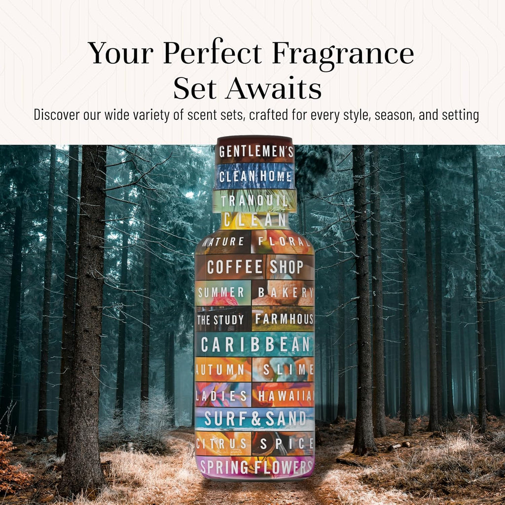 Woodland Set of Scented Oils - Cedar, Warm Rustic Woods, Moss, Redwood Forest, Mountain Air, Evergreen Forest - Set of 6