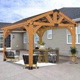 12' x 12' Cedar Wood Outdoor Gazebo Pavilion with Hardtop Galvanized Steel Peak Roof, Snow Support