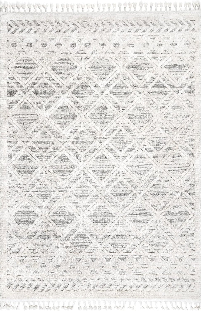 Ansley Light Grey Trellis Power Loomed Area Rug
