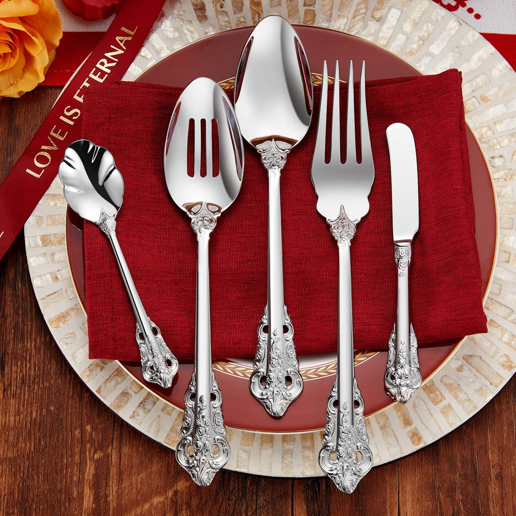 Luxury 45-Piece 18/10 Stainless Steel Flatware Set (Silver)