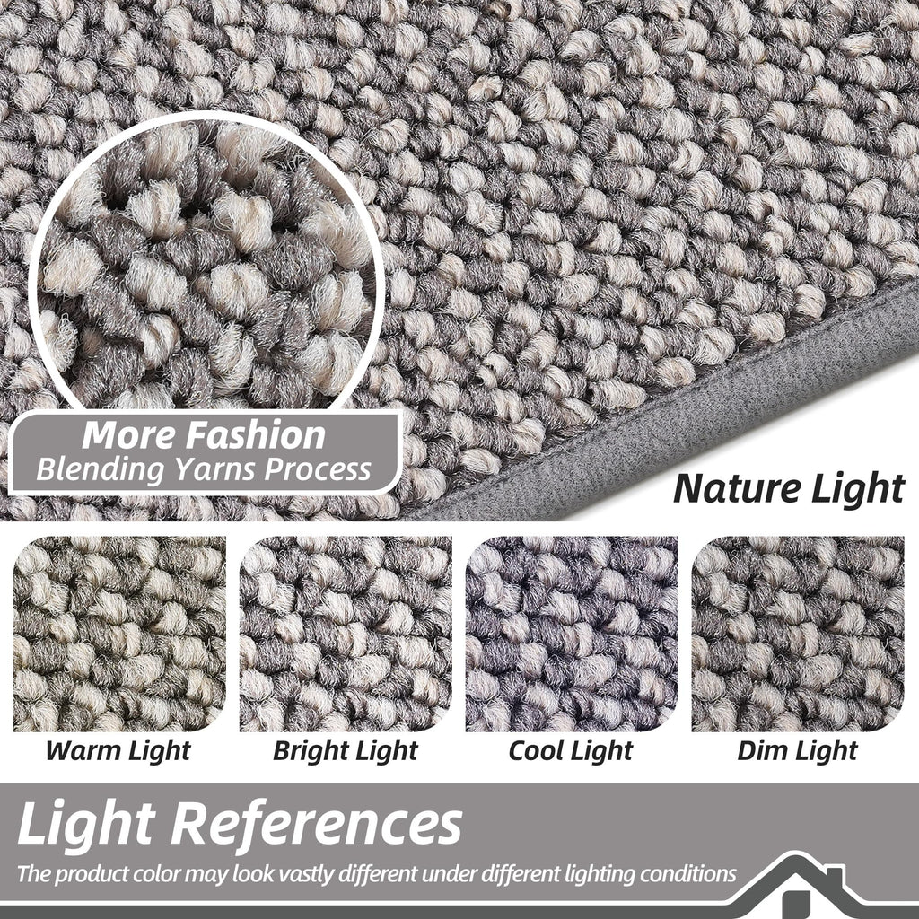 Dirt Trapper Door Mat 36" x 60", Non-Slip Washable, Light Grey