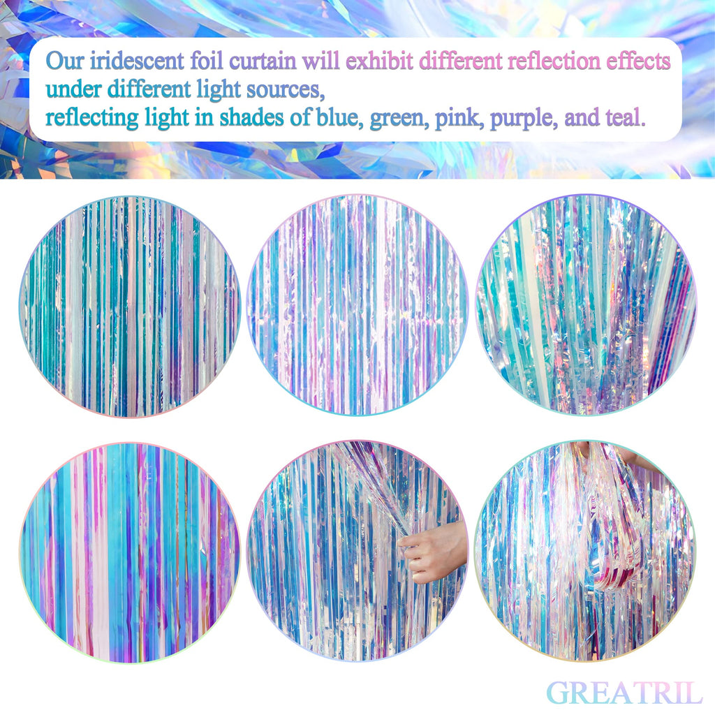 Iridescent Party Streamers Backdrop 3.2ft x 6.5ft 2 PCS