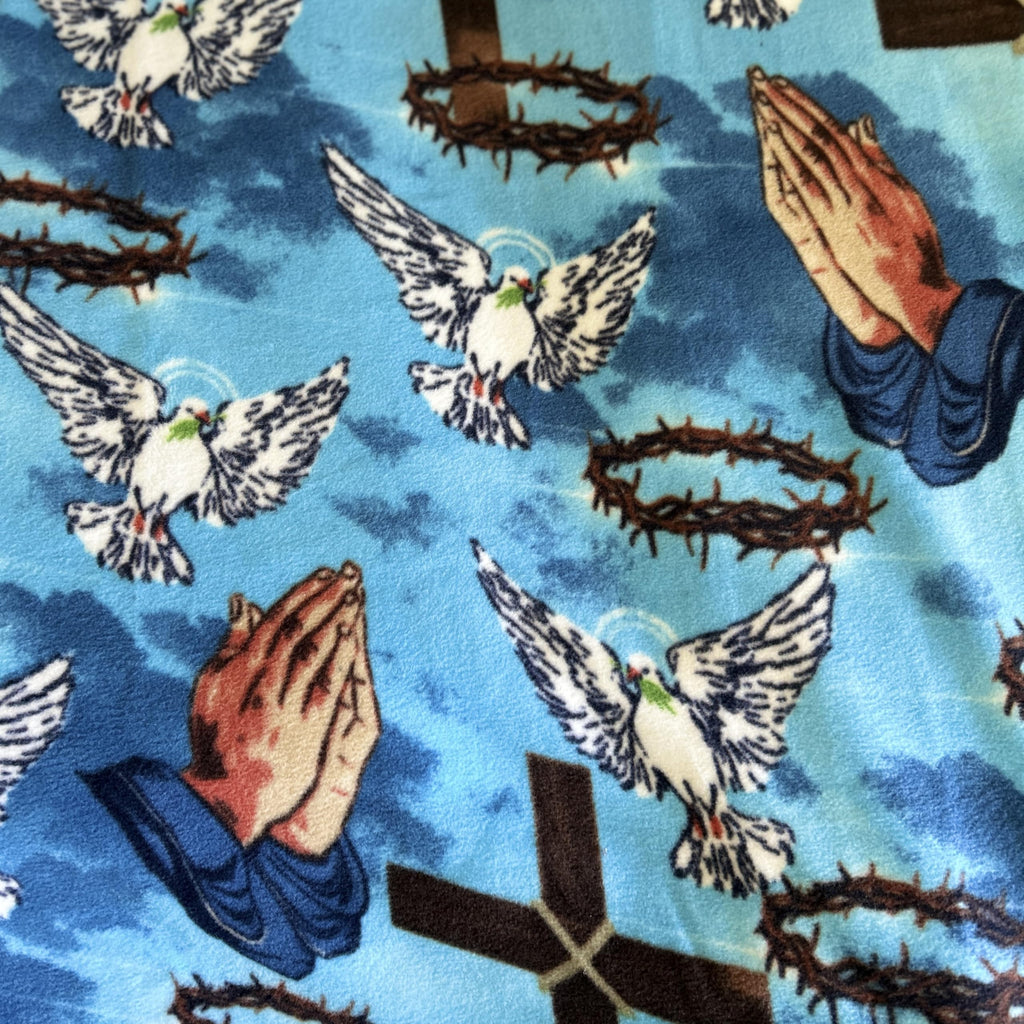Holy Prayers for Peace Anti-Pill Premium Fleece Fabric By The Yard