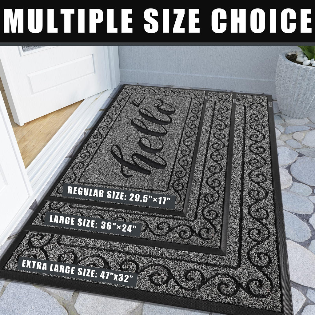 Welcome Mats for Front Door 36x24, Heavy Duty Waterproof Outdoor Door Mat Outside Entrance, Non-Slip Low Profile