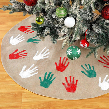 Handprint Christmas Tree Skirt Set, 48 Inches