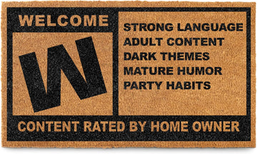 Gamer Mature Rating Door Mat Outdoor 30x17 Inch, Rated M Welcome Mat Coir | Funny Entryway Decor, Fantasy Fan Gift
