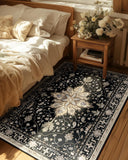 Area Rugs Washable Non-Slip, Floral Vintage Distress Print Pattern Medallion Carpet for Living Room Bedroom
