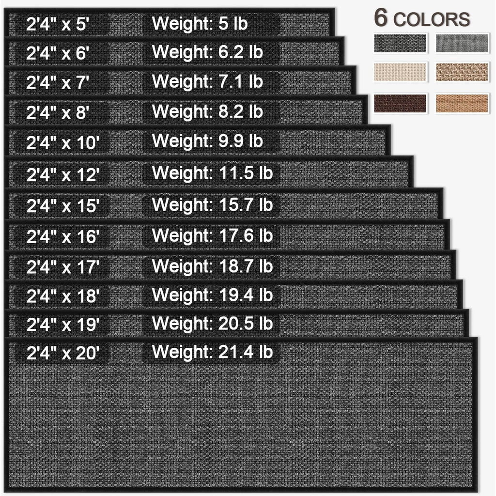 15ft Jute Hallway Runner Rug Non Slip Washable, Rubber Backed Absorbent Laundry Rugs Laundry Room Runner, Black Long